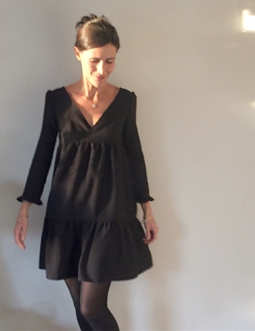 Eugenie pattern dress version worn by famous instagrammer Eugéniiiiiiie, in a black fabric