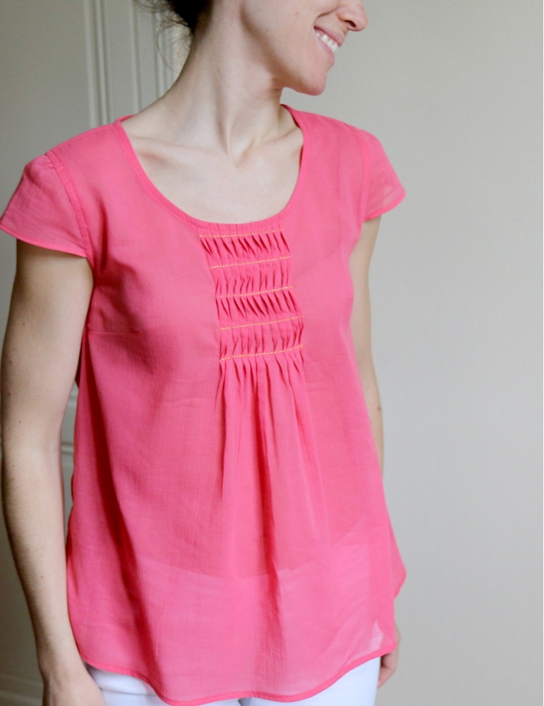 A photo of a finished Barcelona Blouse.