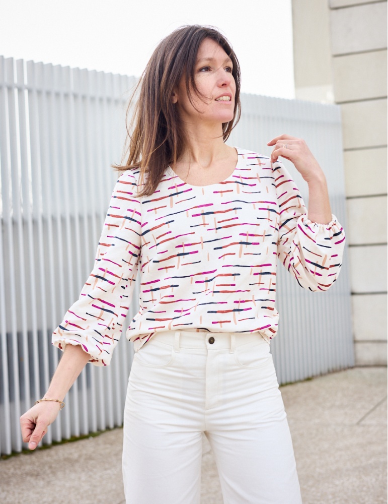 A photo of a finished Hilda Blouse and Tunic Dress.