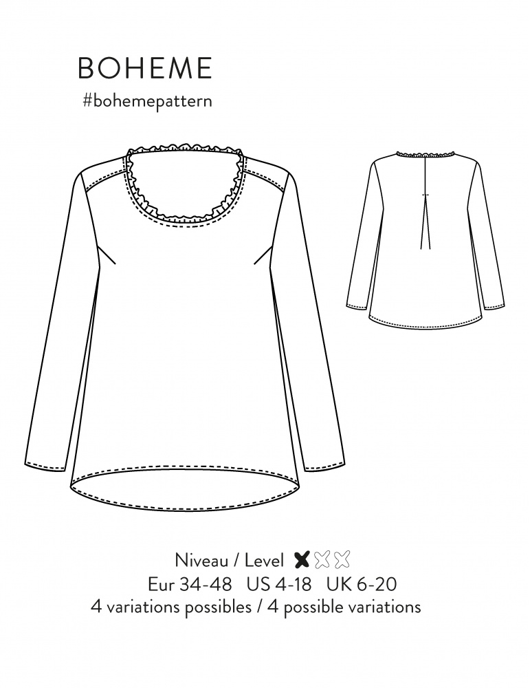 Boheme blouse sewing pattern paper version with free sew along video