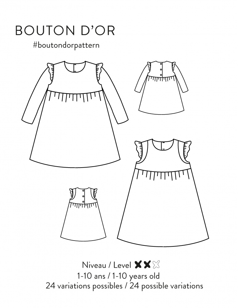 Bouton d’or blouse or dress for children sewing pattern paper version ...