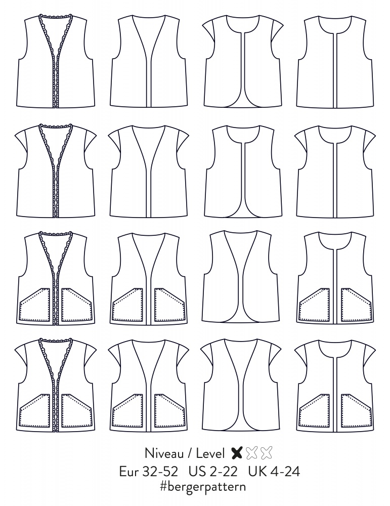 Women Berger gilet sewing pattern paper version with free sew along video