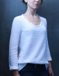 sewing pattern Bohème blouse in white double gauze, front view American shot