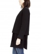 sewing pattern Claudie jacket in black woolen double gauze, with no collar, profile view