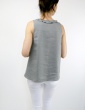 sewing pattern Alizé tank top with neckline flounce, in grey linen, back view