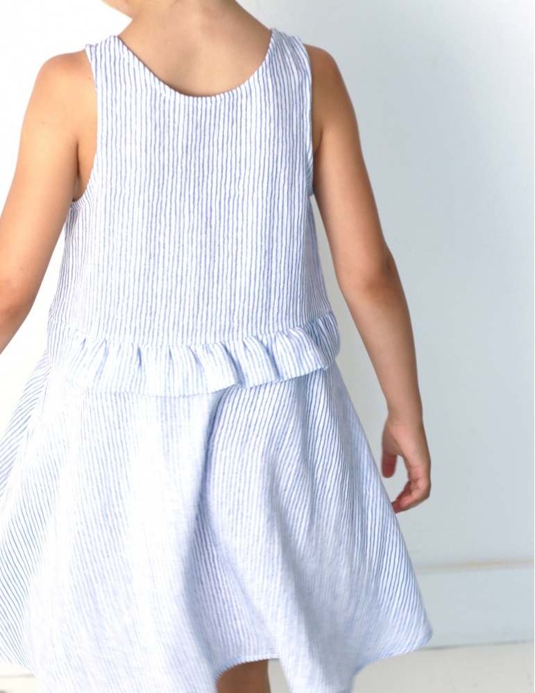 A photo of a finished Petite Lune Dress and Skirt.