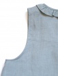 sewing pattern Alizé tank top with neckline flounce, in grey linen, laid flat, armwhole view
