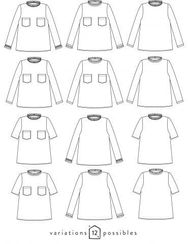 Technical drawings Passion blouse, front and back view