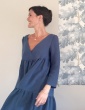 sewing pattern Eugenie pattern dress version worn by famous instagrammer Eugéniiiiiiie, in a blue fabric